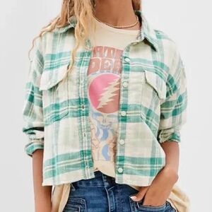 American Eagle 100% Cotton Plaid Flannel Button Up Shirt Multicolor Size M